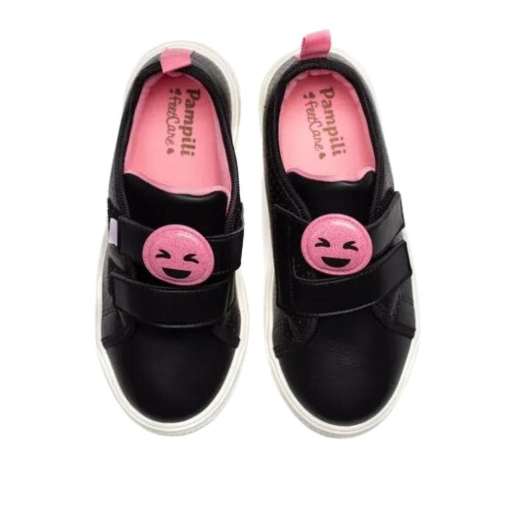 Tênis Infantil Menina Pampili 738.003 Up Emoji Preto 3