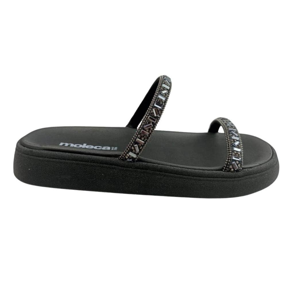 Chinelo Feminino Papete Moleca 5469.118 Preto Cristal Preto 1