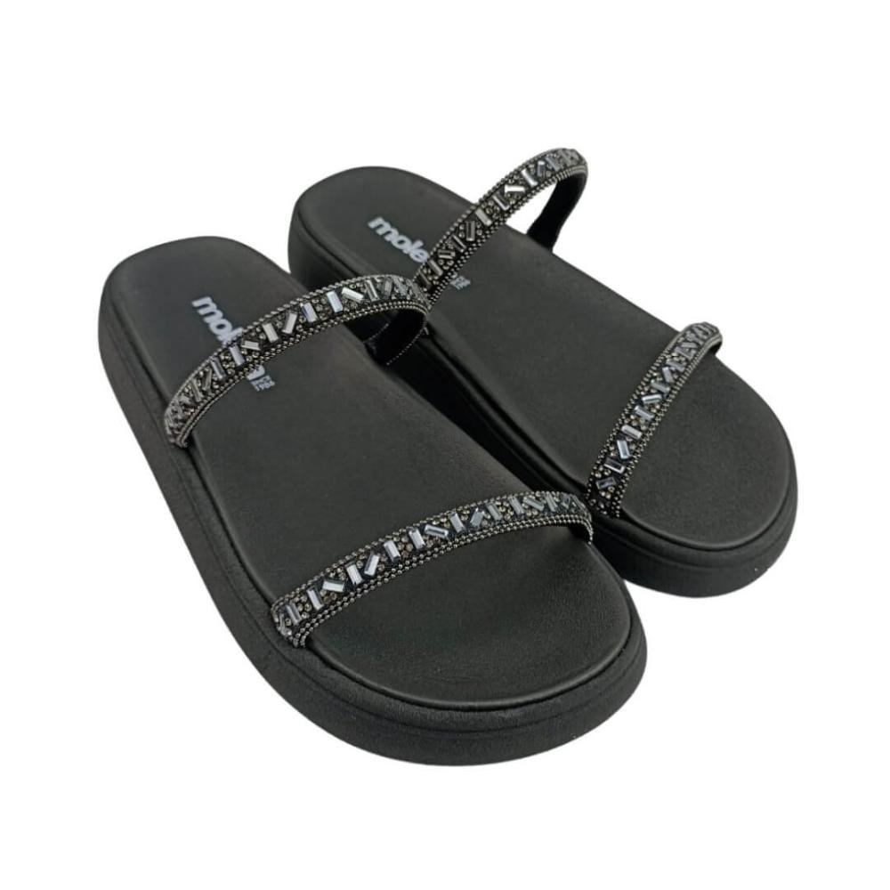 Chinelo Feminino Papete Moleca 5469.118 Preto Cristal Preto 2