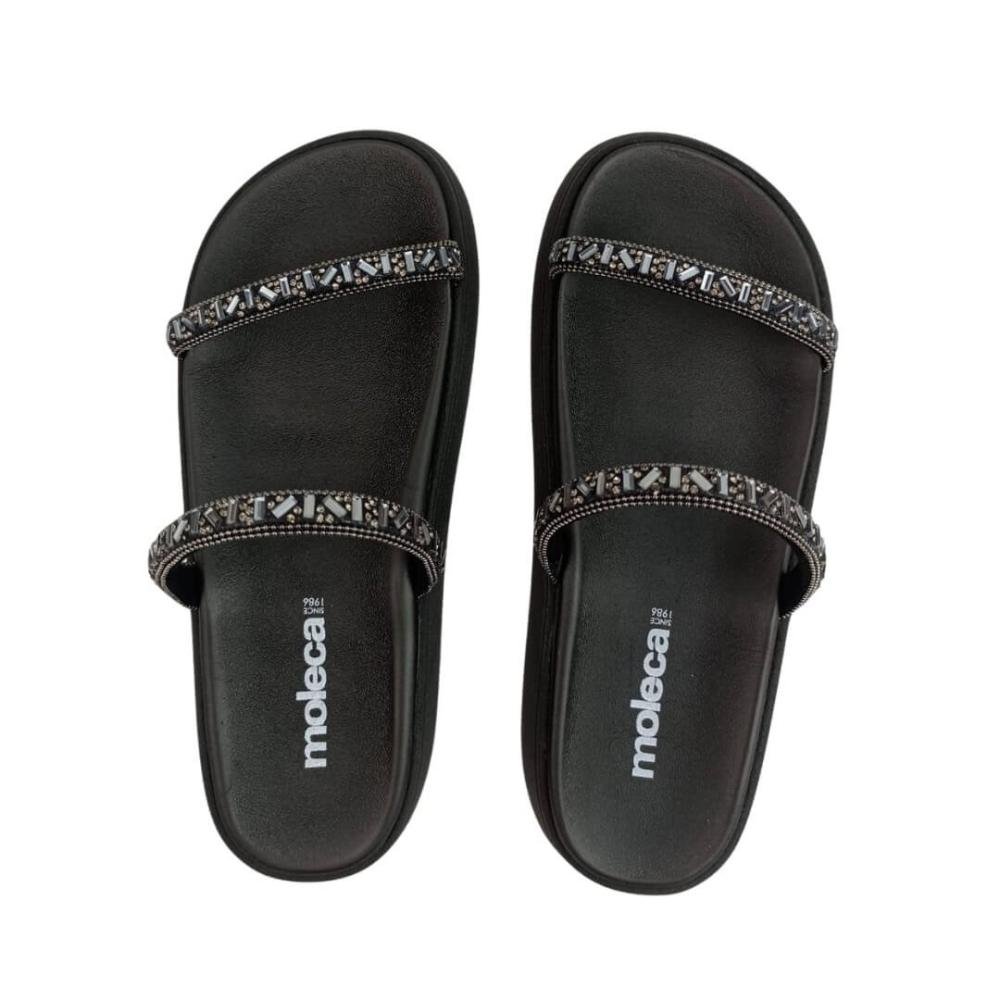 Chinelo Feminino Papete Moleca 5469.118 Preto Cristal Preto 3