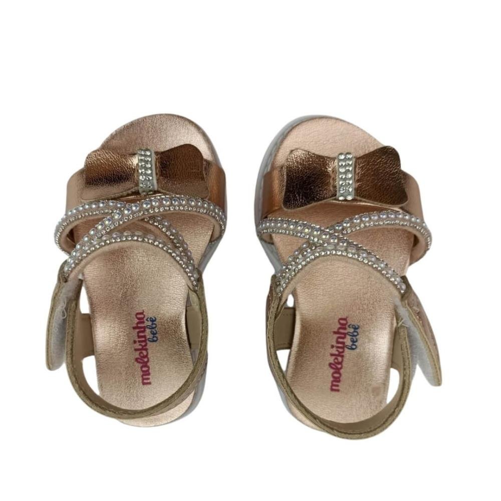 Sandália Infantil Menina Molekinha 2714.425 Rosado/Cristal Marrom 2