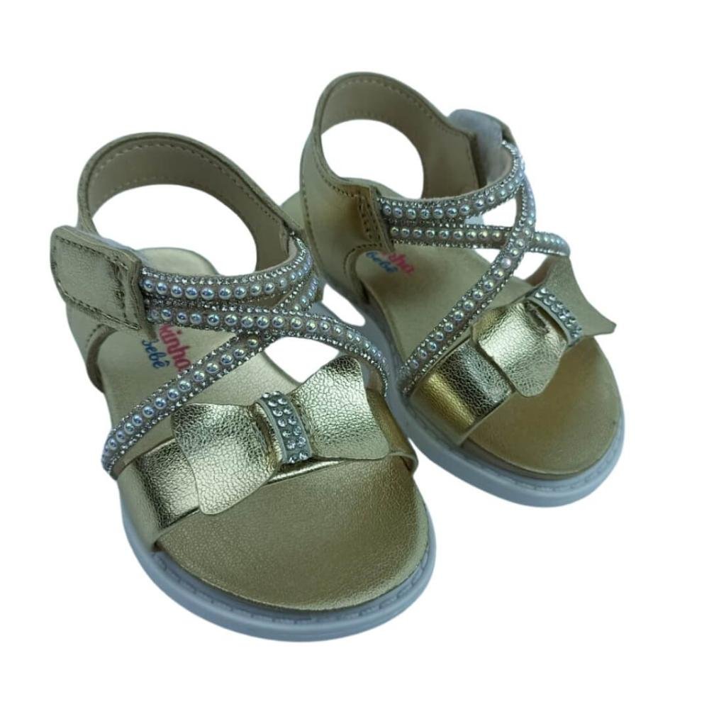 Sandália Infantil Menina Molekinha 2714.425 Dourado/Cristal Dourado 2
