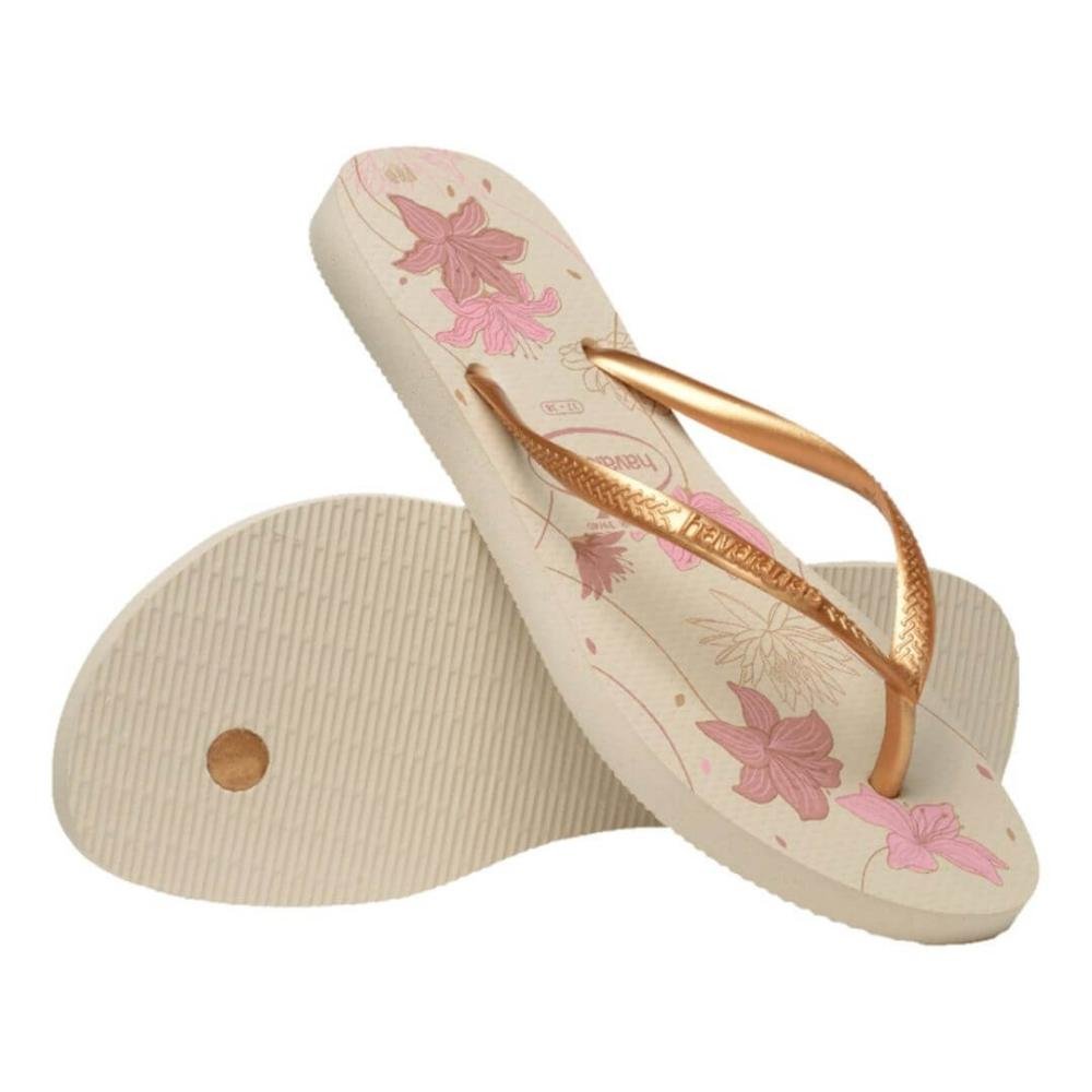 Sandália Feminina Havaianas Slim Organic Fc Bege/Dourado Bege 3