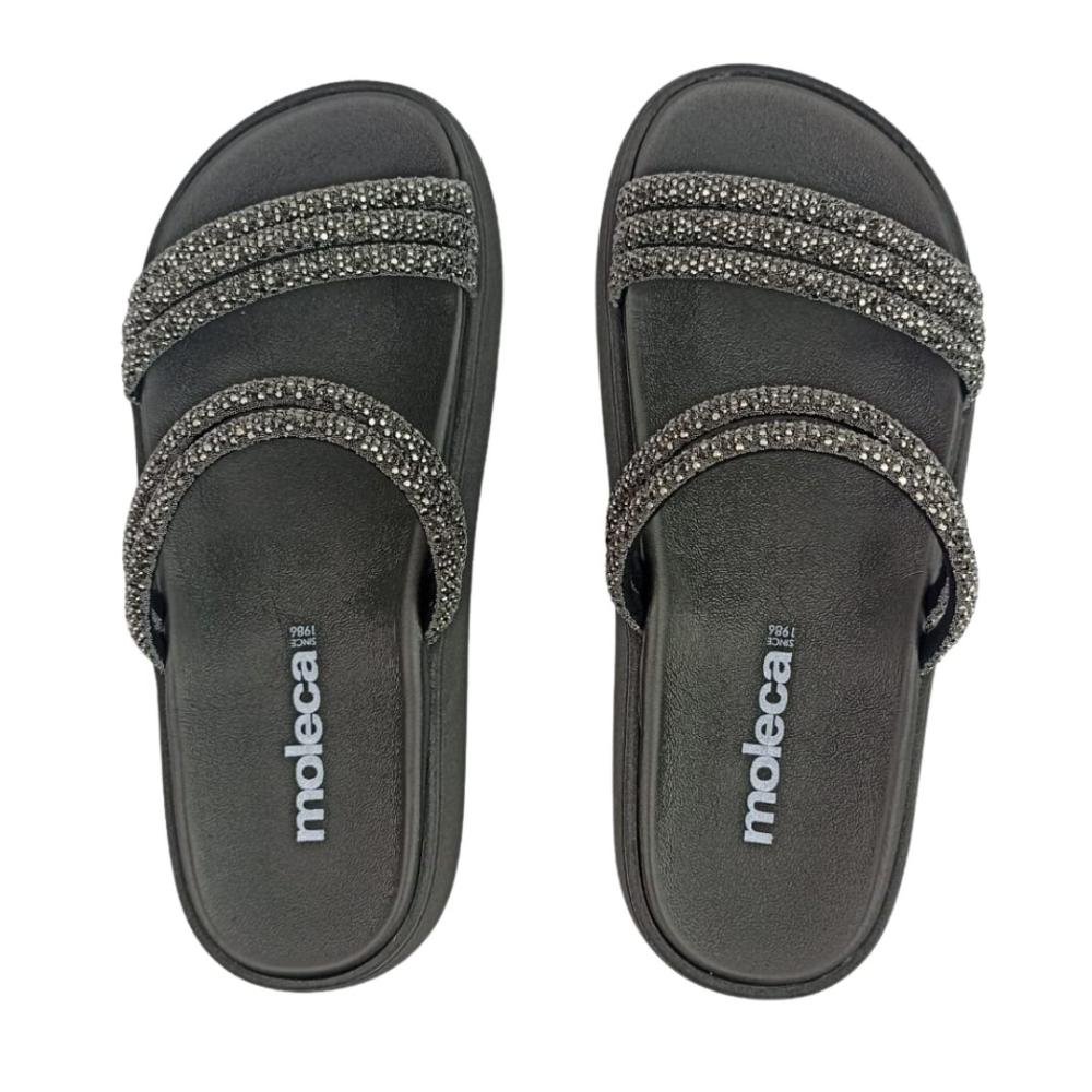 Chinelo Feminino Papete Moleca 5469.135 Diamond Black/ Preto Preto 2
