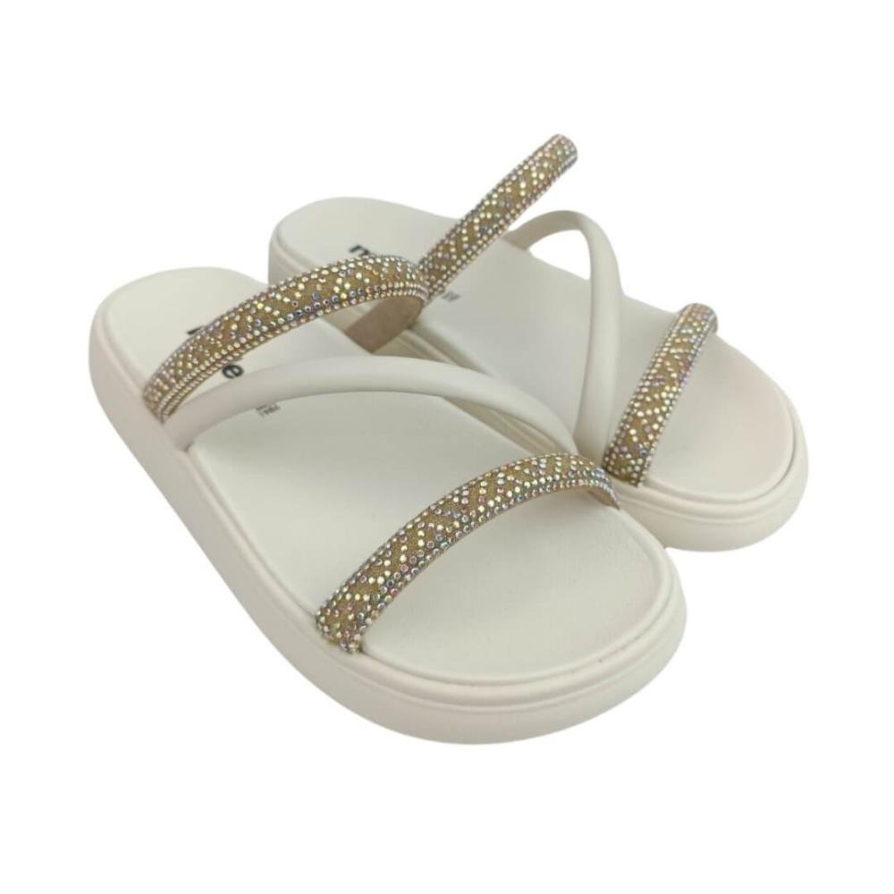 Chinelo Feminino Papete Moleca 5469.121 Boreal/ Off white Branco 3