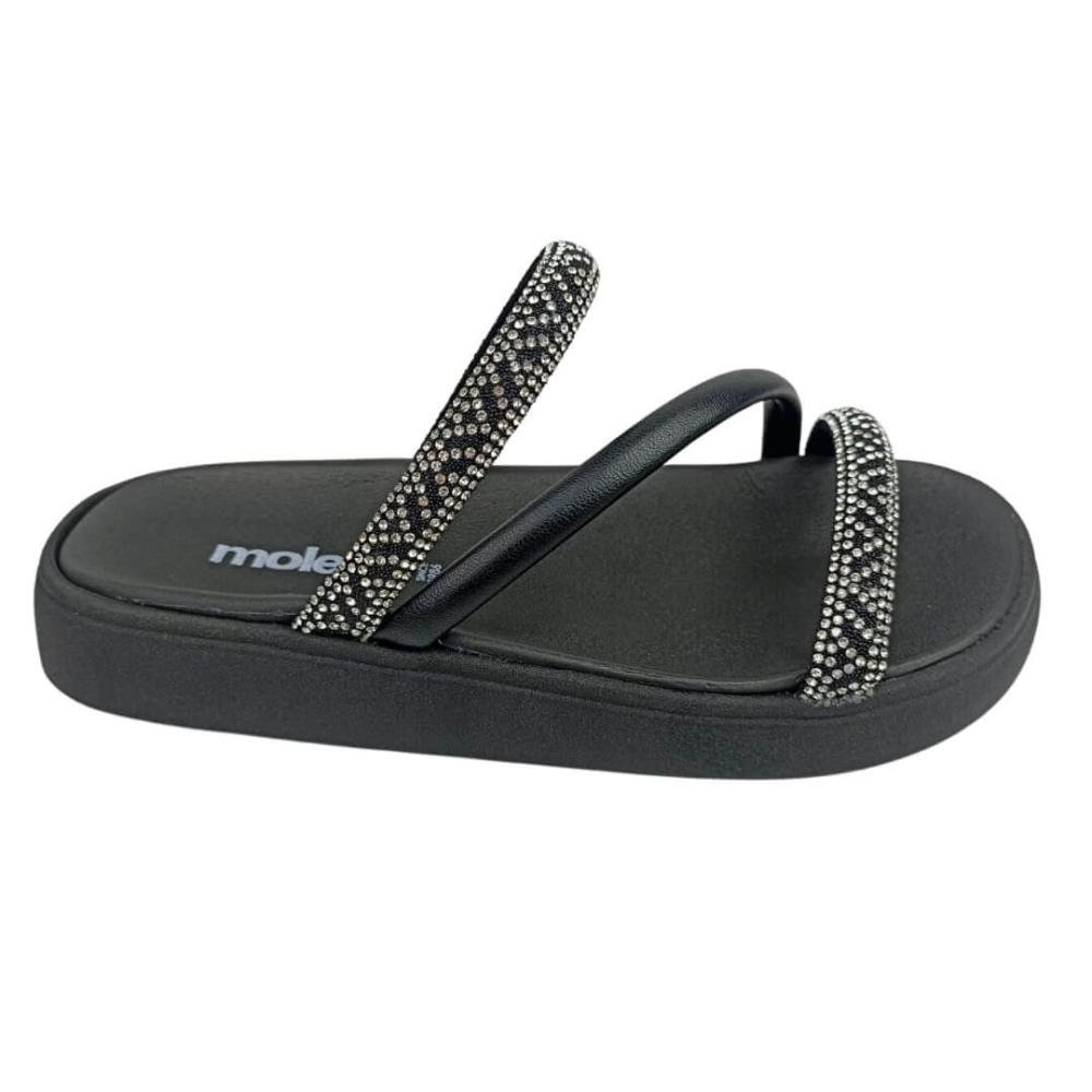 Chinelo Feminino Papete Moleca 5469.121 Preto/Cristal Preto 1