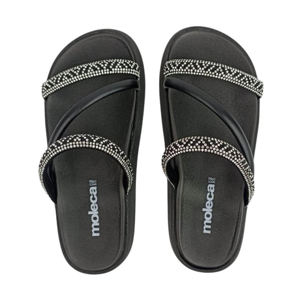 Chinelo Feminino Papete Moleca 5469.121 Preto/Cristal Preto 2