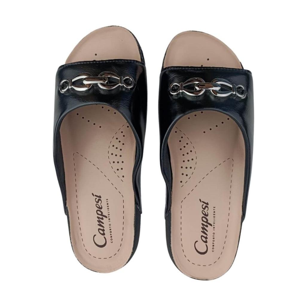 Chinelo Feminino Campesi Cp412 Slide Flatform Preto Preto 2