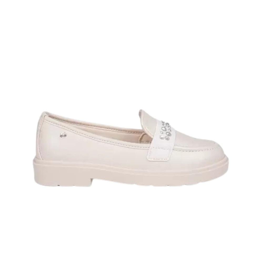 Mocassim Infantil Menina Loafer Pampili 480.006 Tifany Strass Branco 1