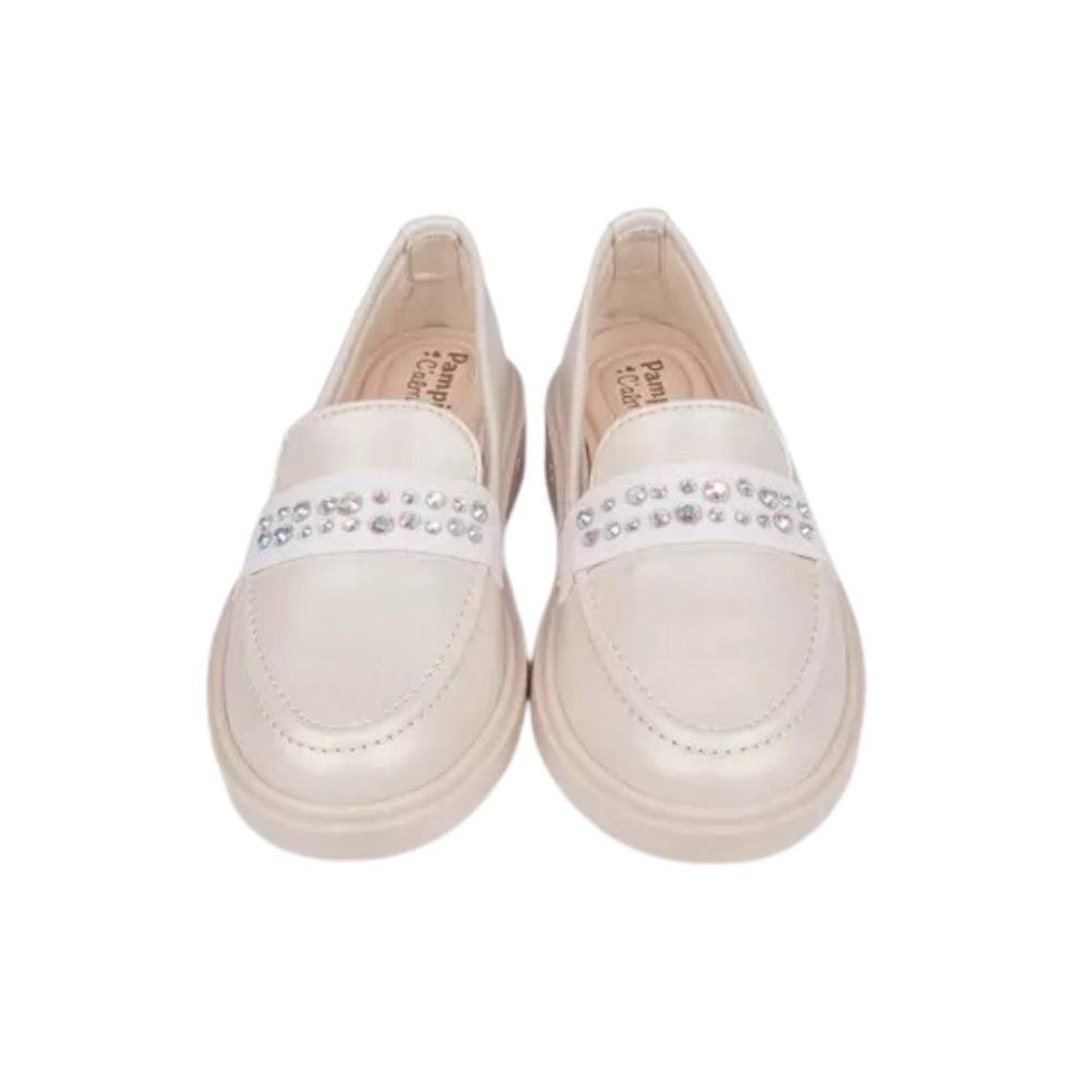Mocassim Infantil Menina Loafer Pampili 480.006 Tifany Strass Branco 3