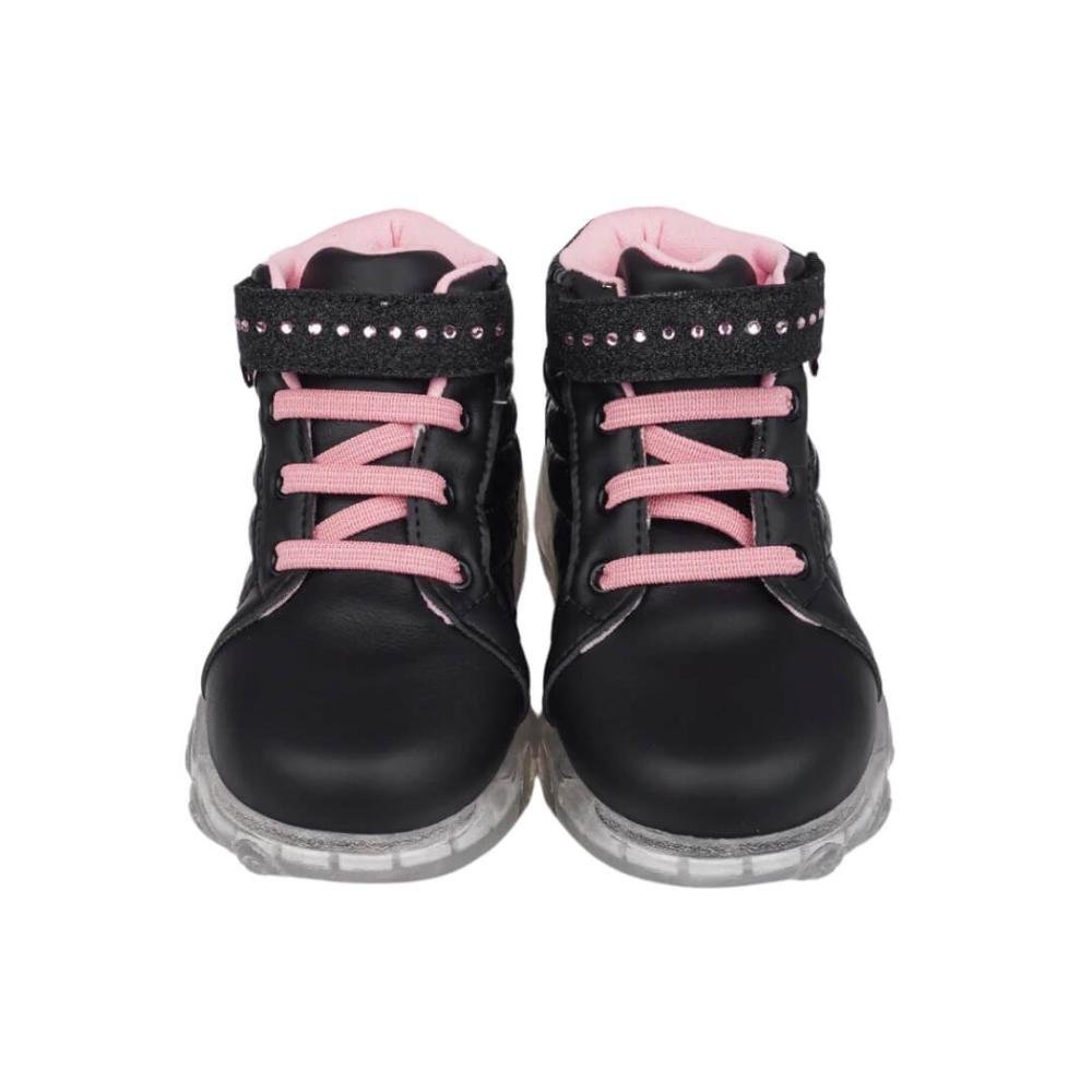 Tênis Infantil Menina Pampili 682.046 Matelassê Comfy Luz Preto 3