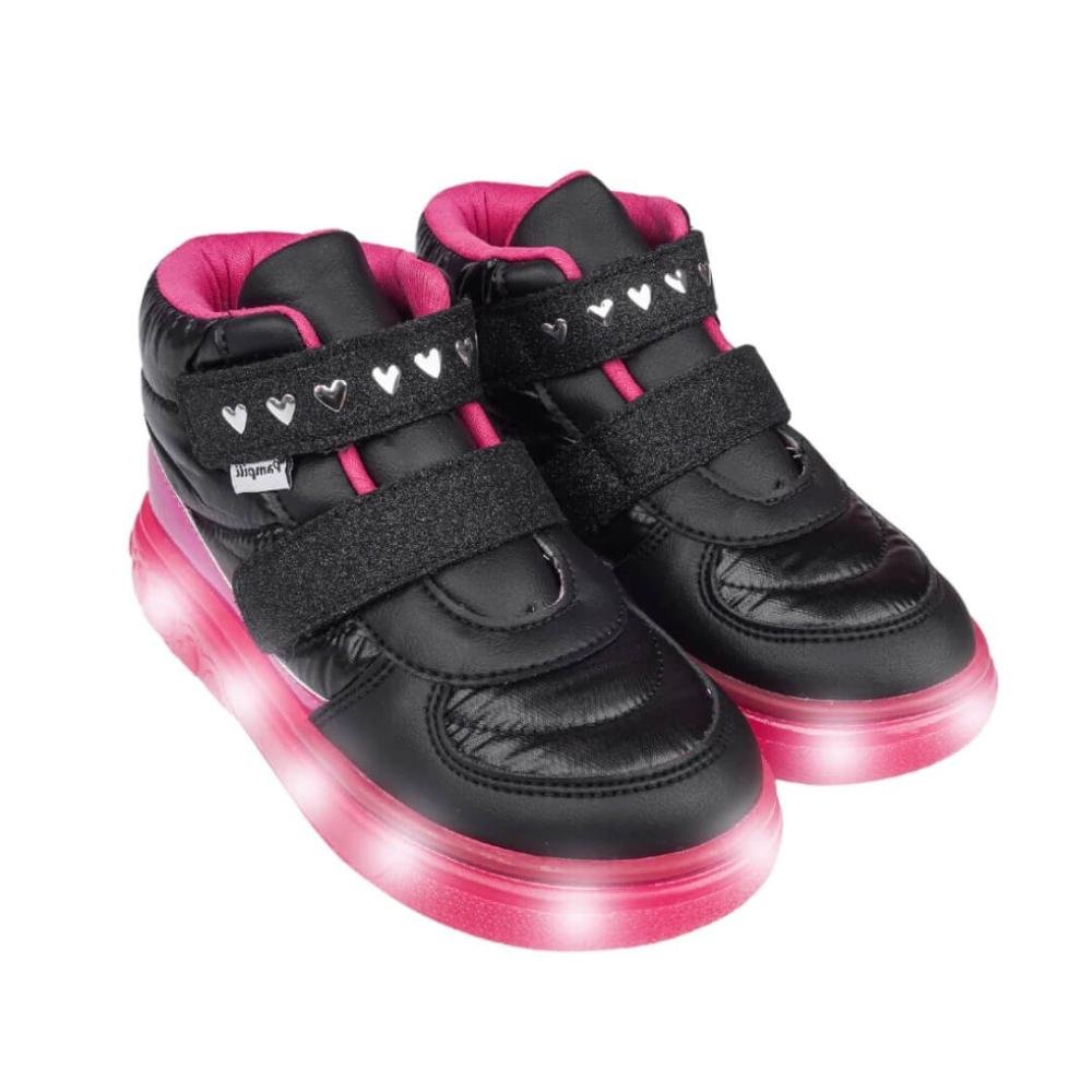 Tênis Infantil Menina Pampili 483.005 Sneaker Matelassê Comfy Luz Preto 2