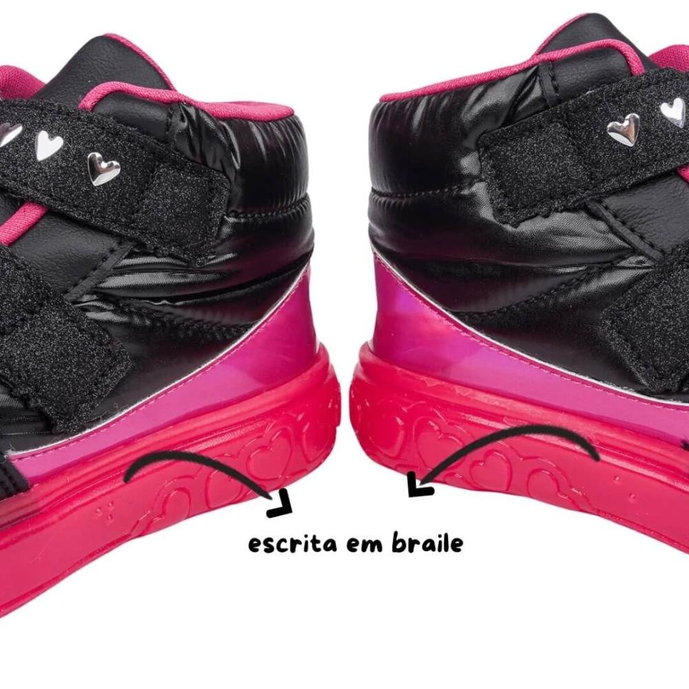 Tênis Infantil Menina Pampili 483.005 Sneaker Matelassê Comfy Luz Preto 4