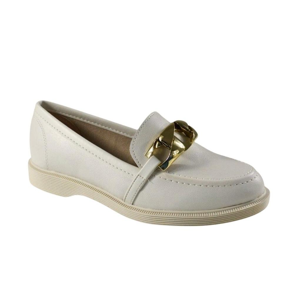 Loafer Feminino Moleca 5666.110 Off White Branco 2