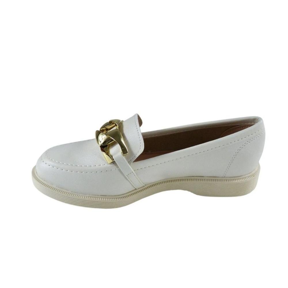 Loafer Feminino Moleca 5666.110 Off White Branco 3