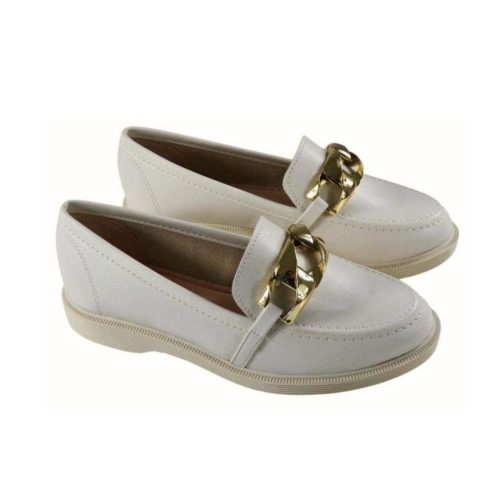 Loafer Feminino Moleca 5666.110 Off White Branco 4