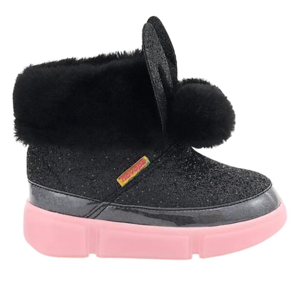 Bota Infantil Menina Novopé 50001375 Preto/Rosa Preto 2