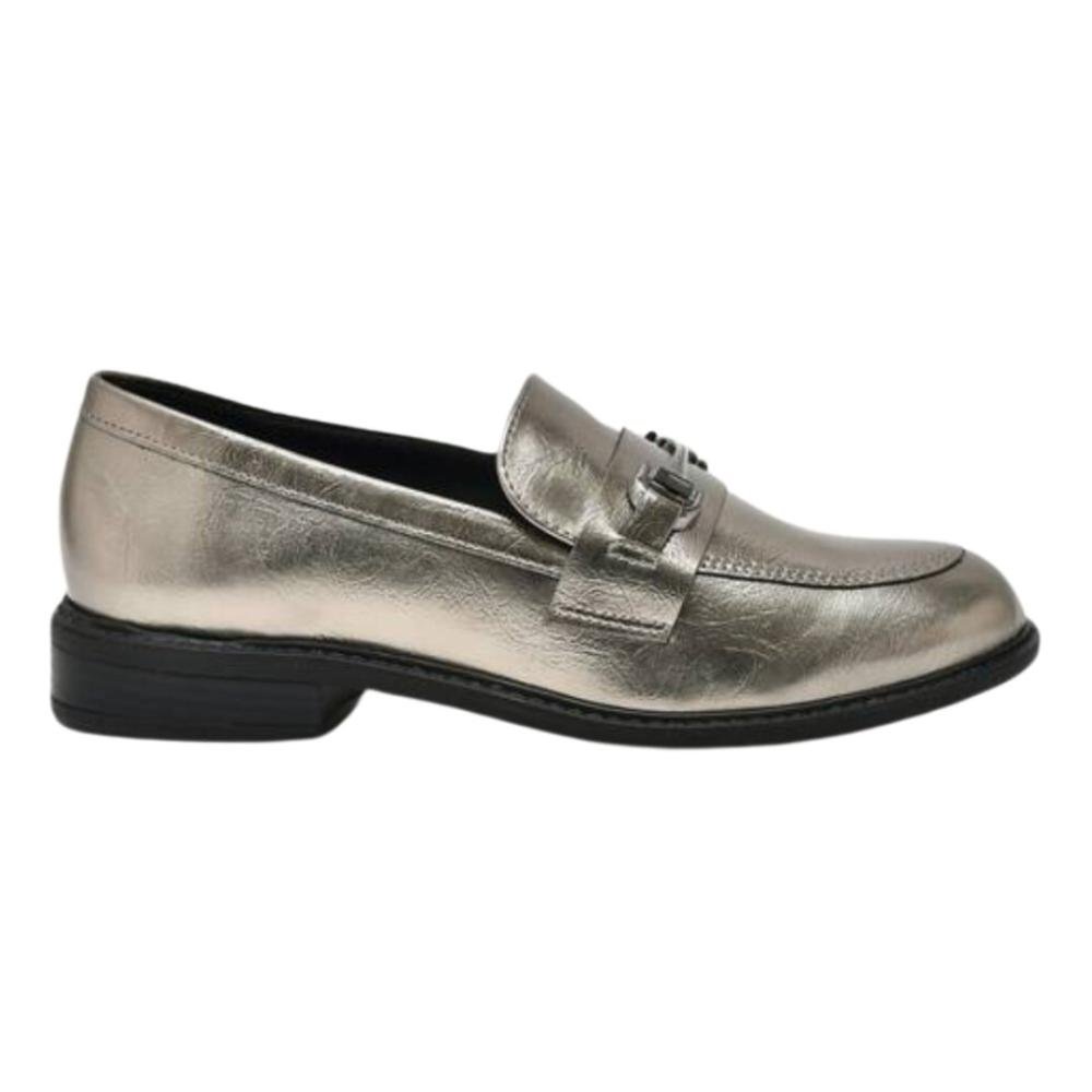 Loafer Feminino Via Marte 077-003-01 Grafite Prata 2