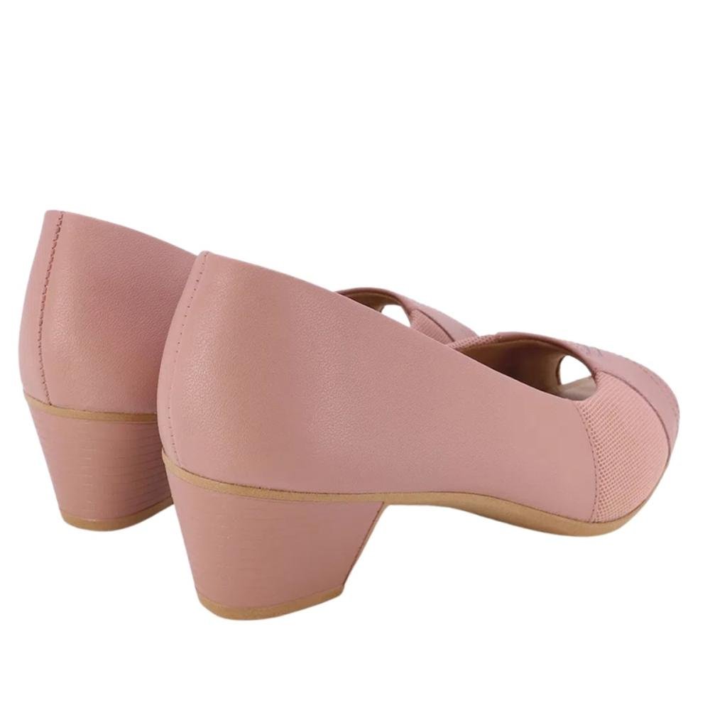 Peep Toe Feminino Usaflex Ac3220004 Salto Bloco Rosa 3