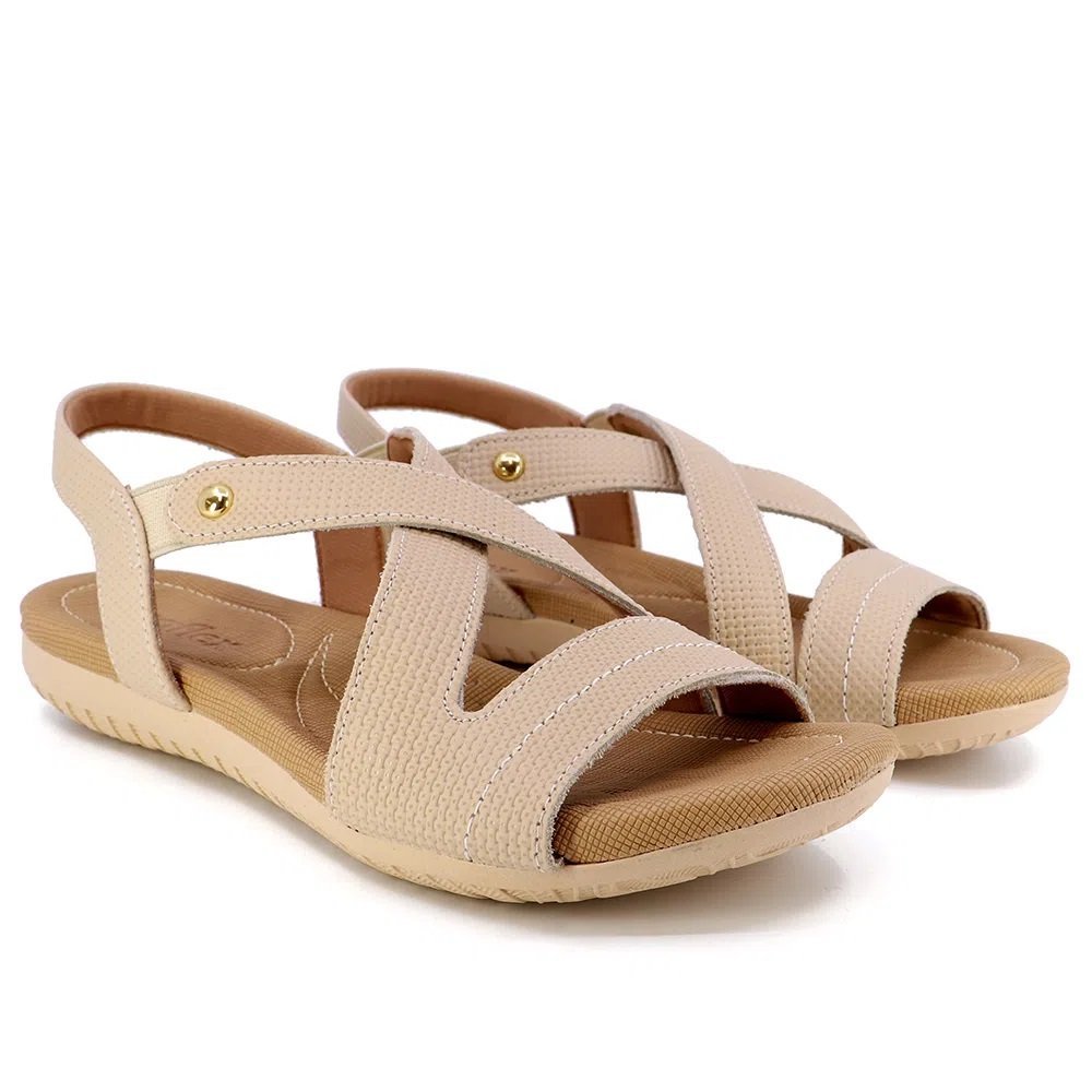 Sandália Feminina Usaflex R1804142 Rasteira Bege 2