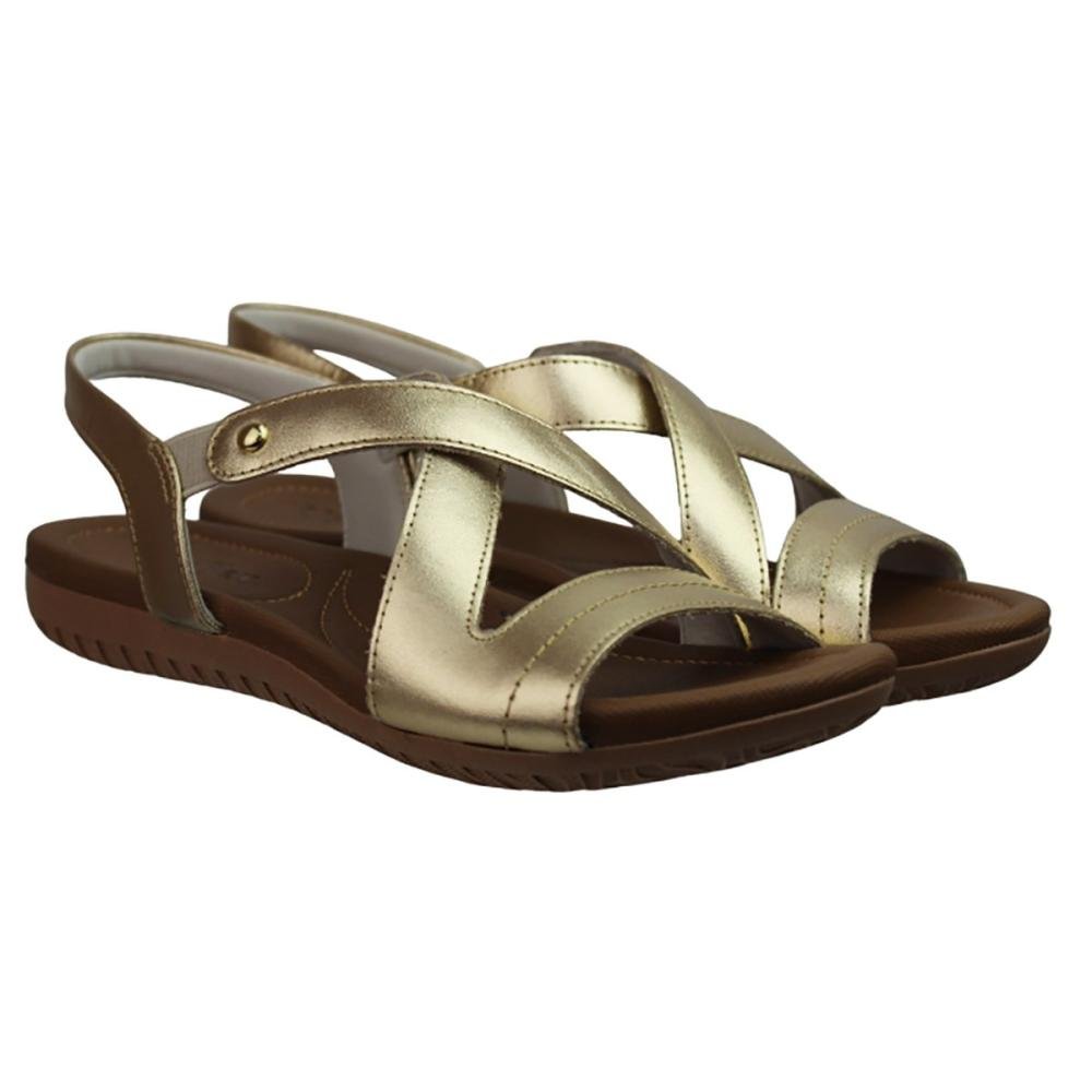 Sandália Feminina Usaflex R1804086 Rasteira Dourado 2