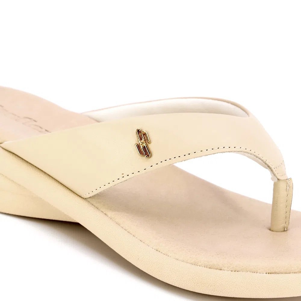 Chinelo Feminino Usaflex Ak1505003 Salto Anabela Bege 5