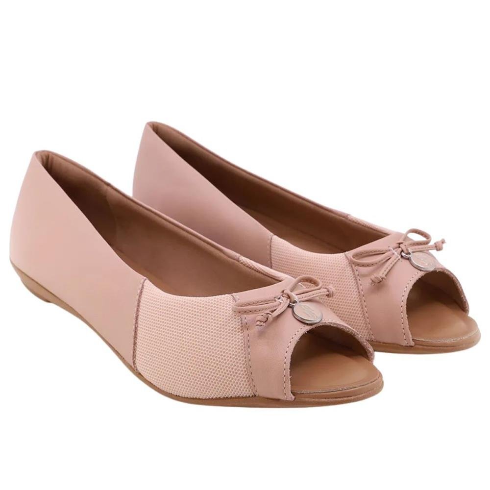 Sapatilha Feminina Usaflex Peep Toe Salto Rasteir Ak0403005  Bege 2