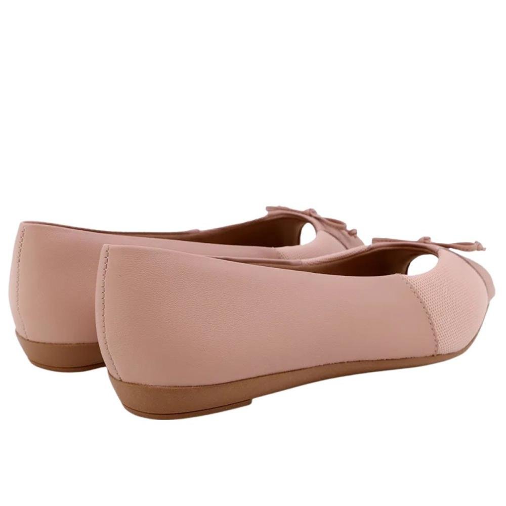 Sapatilha Feminina Usaflex Peep Toe Salto Rasteir Ak0403005  Bege 3