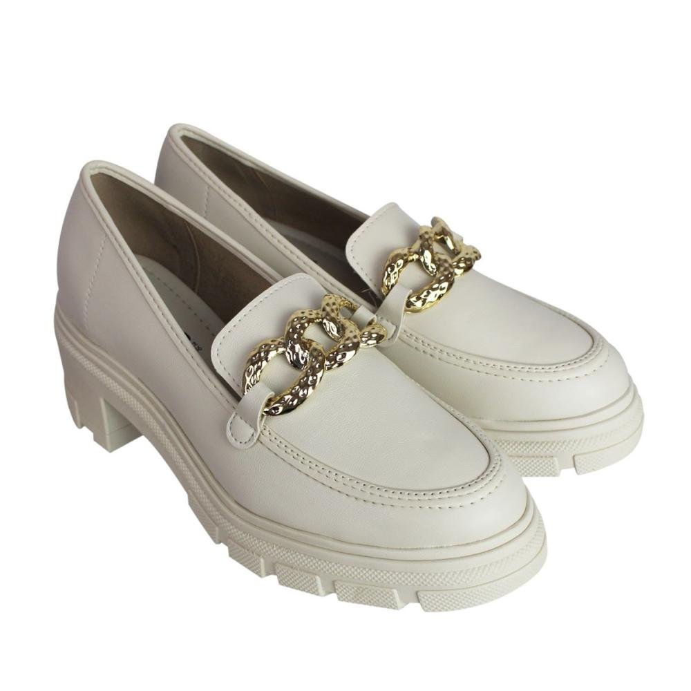 Mocassim Feminino Moleca 5777.101 Napa Turim Branco 5