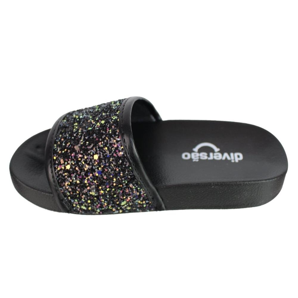 Chinelo Infantil Menina Diversão Slide Di2192 Preto 3