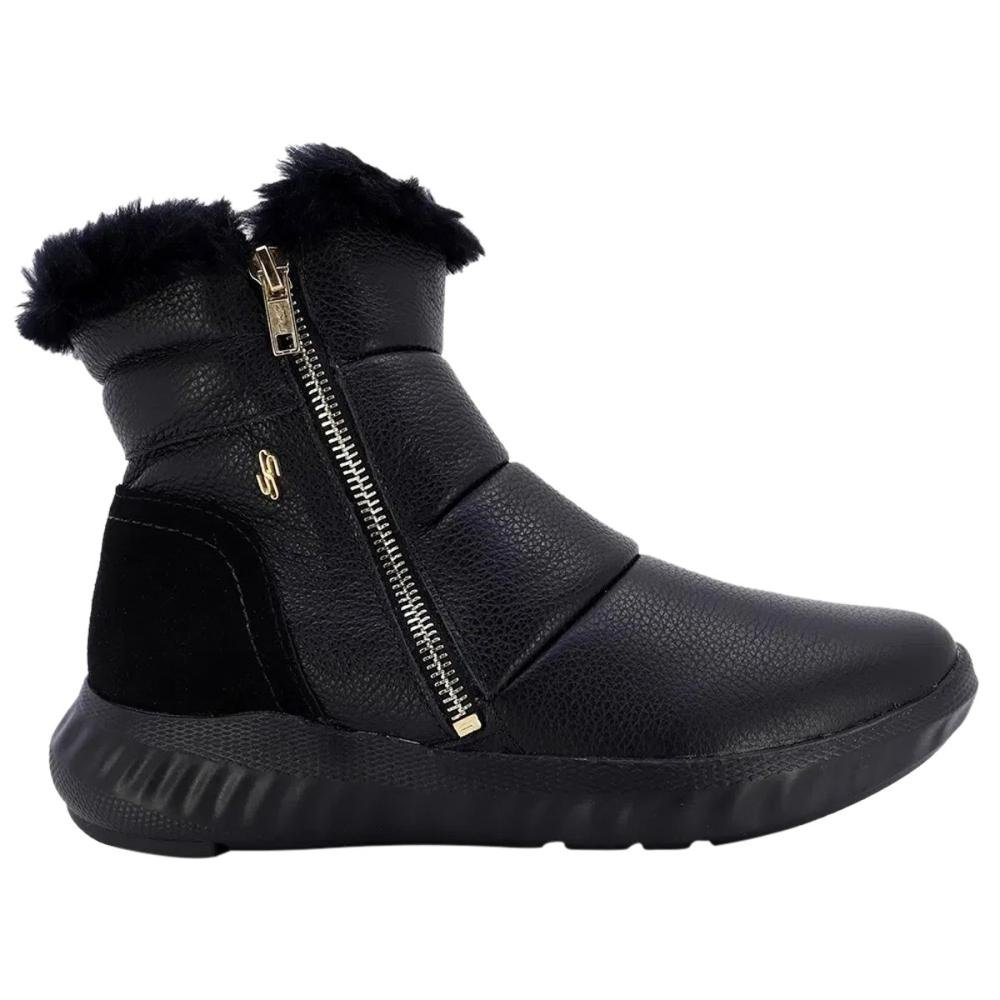 Tênis Feminino Usaflex Ah3509002  Couro Preto 1