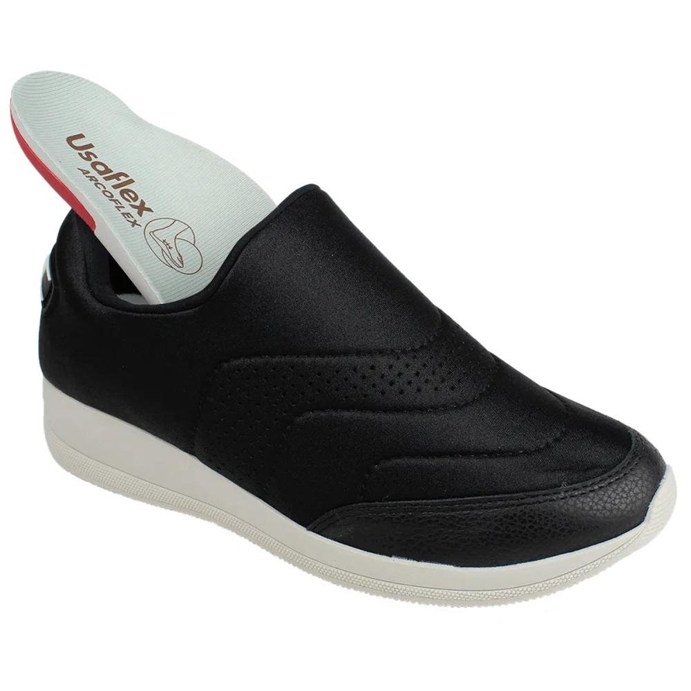 Tênis Feminino Usaflex Aj1201001 Elastano Preto 3