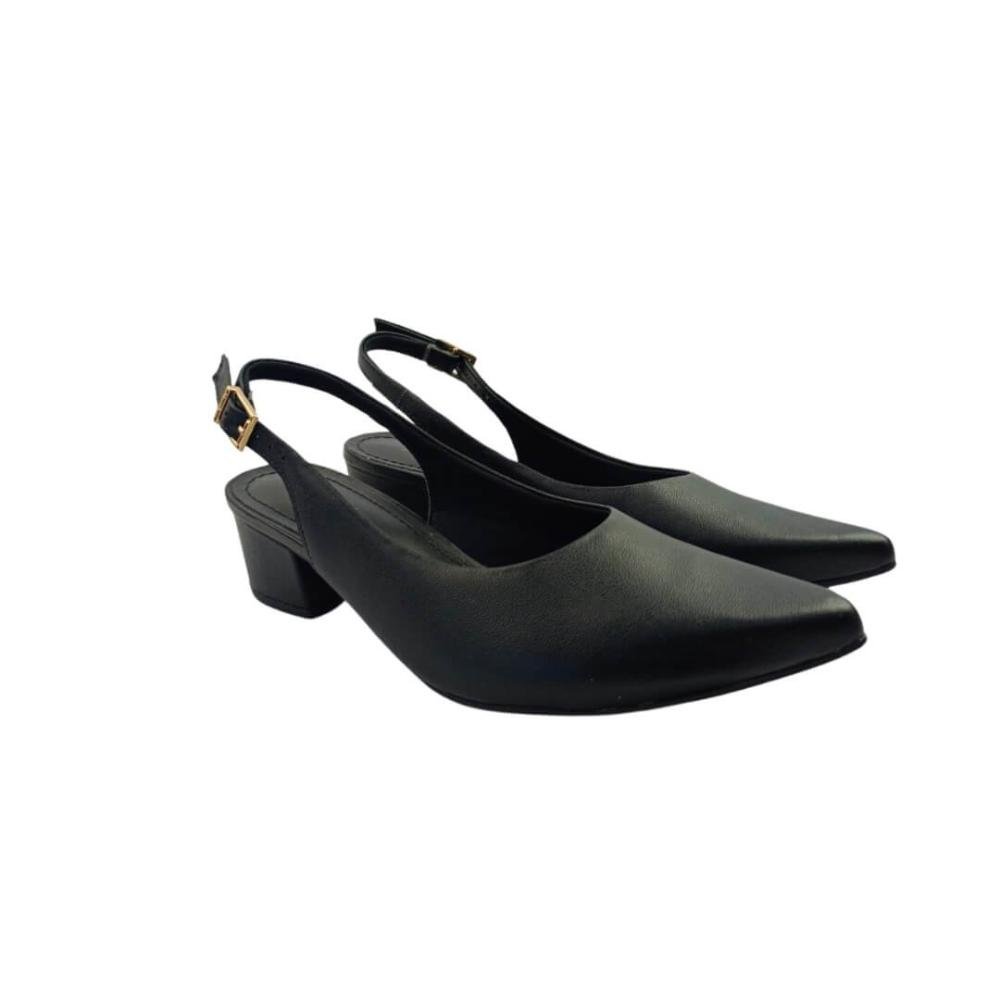 Sapato Feminino Usaflex Am33001001 Slingback Couro Preto Preto 3