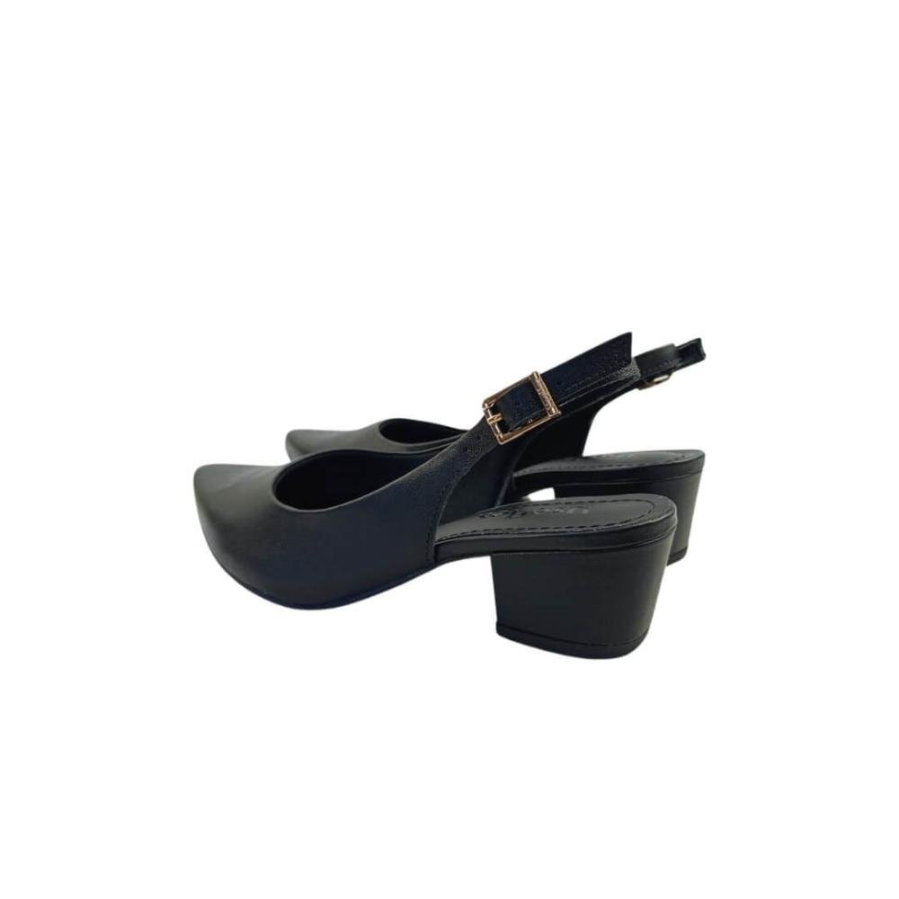 Sapato Feminino Usaflex Am33001001 Slingback Couro Preto Preto 5