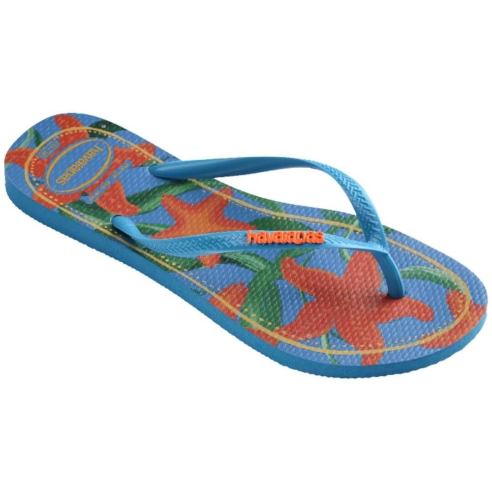 Sandália Feminina Havaianas Slim Tropical Fc Turquesa Azul 2