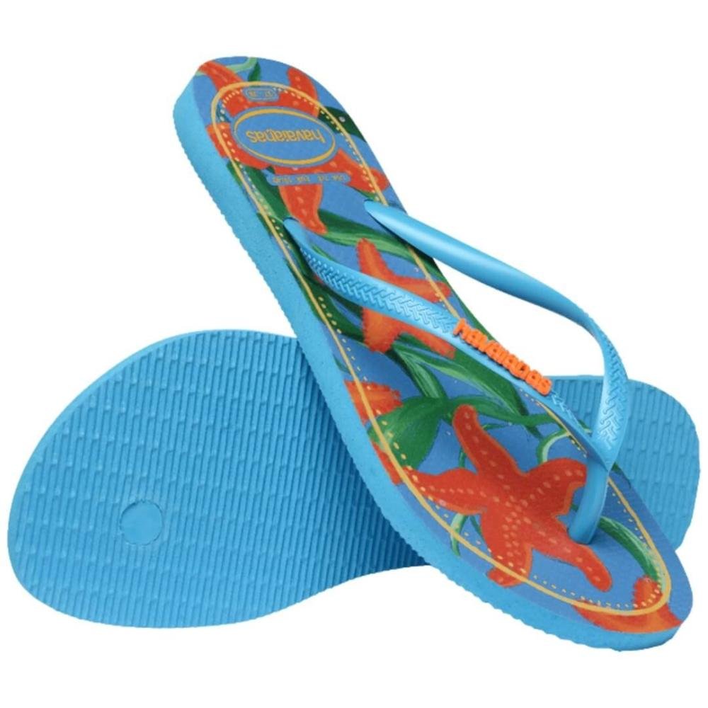 Sandália Feminina Havaianas Slim Tropical Fc Turquesa Azul 4
