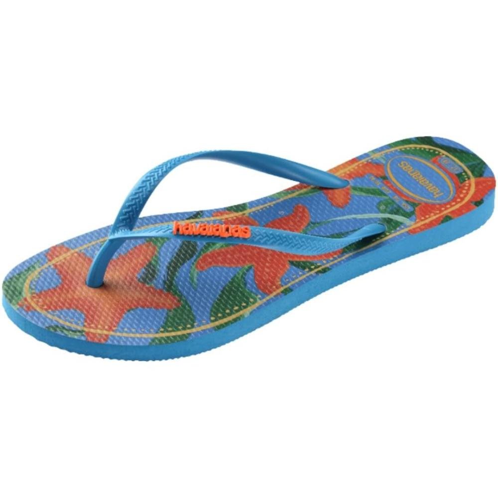 Sandália Feminina Havaianas Slim Tropical Fc Turquesa Azul 5