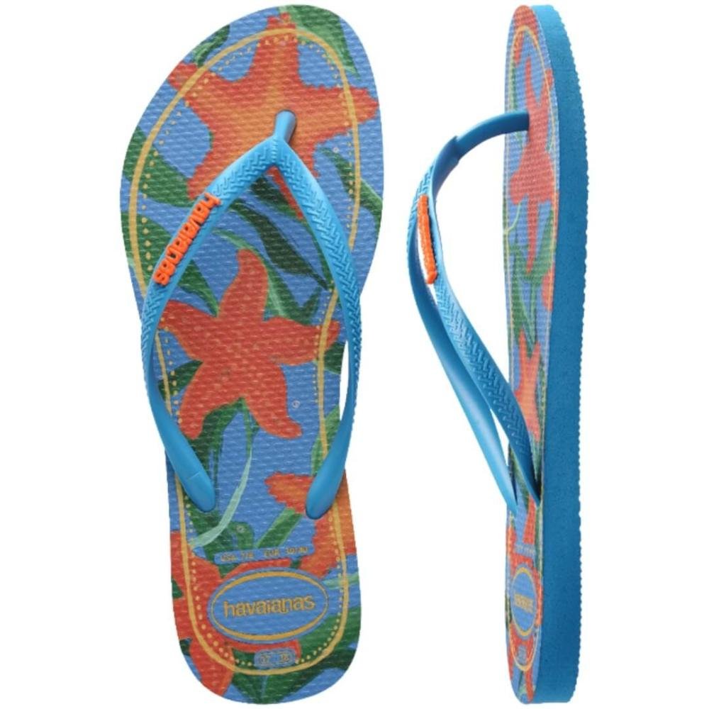 Sandália Feminina Havaianas Slim Tropical Fc Turquesa Azul 6