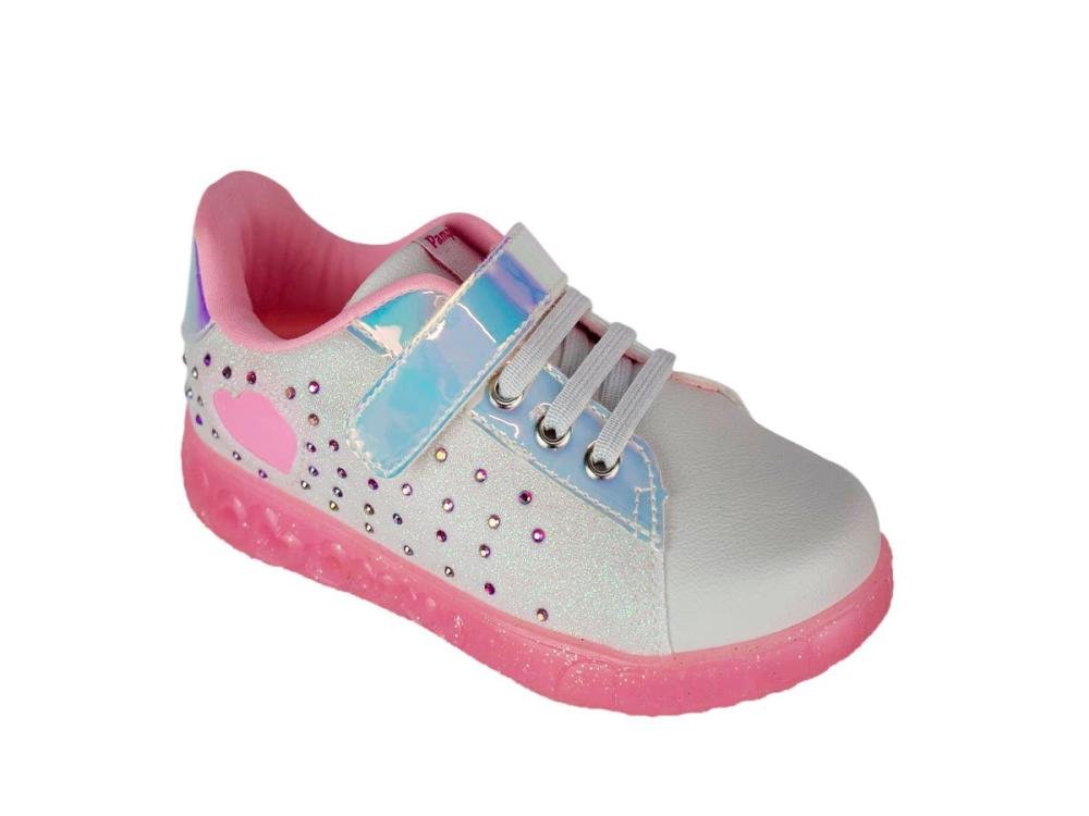 Tênis Infantil Menina Pampili Sneaker Luz 670.021 Branco 2