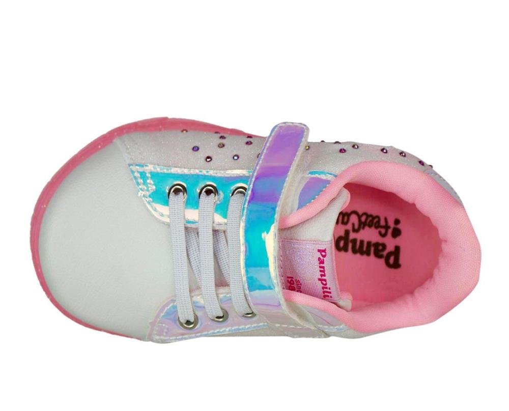 Tênis Infantil Menina Pampili Sneaker Luz 670.021 Branco 4