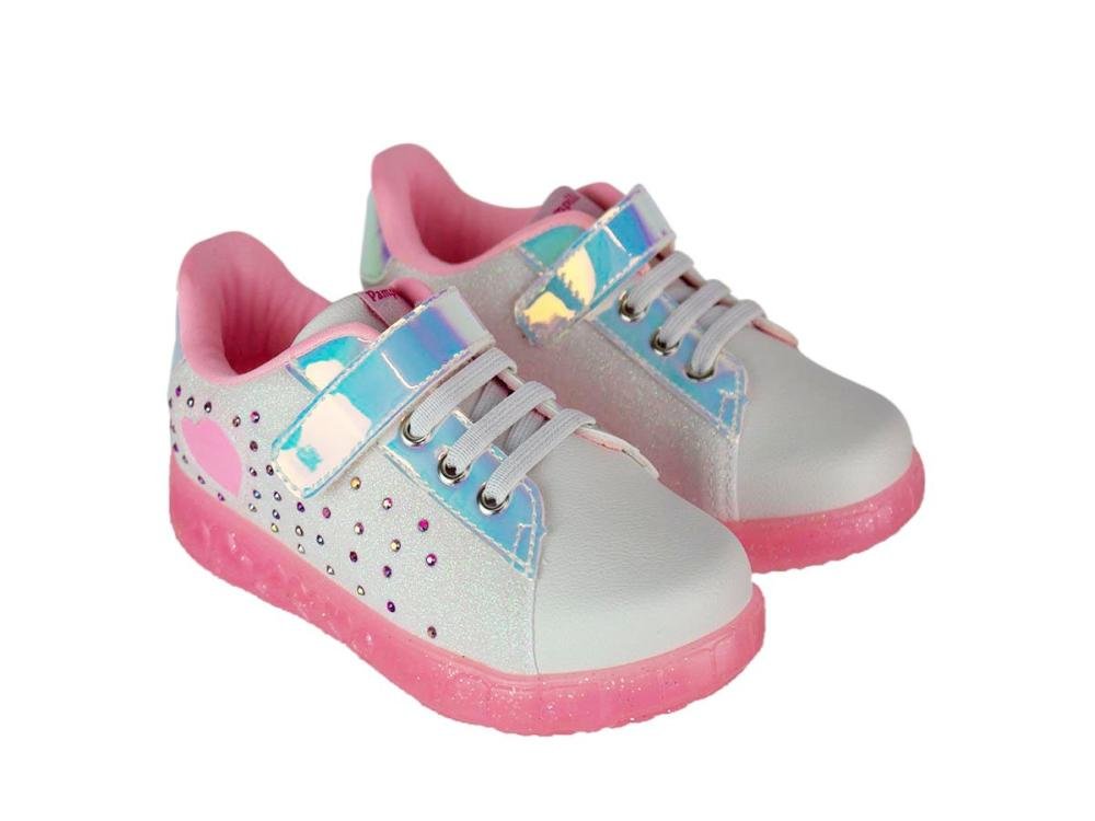 Tênis Infantil Menina Pampili Sneaker Luz 670.021 Branco 7