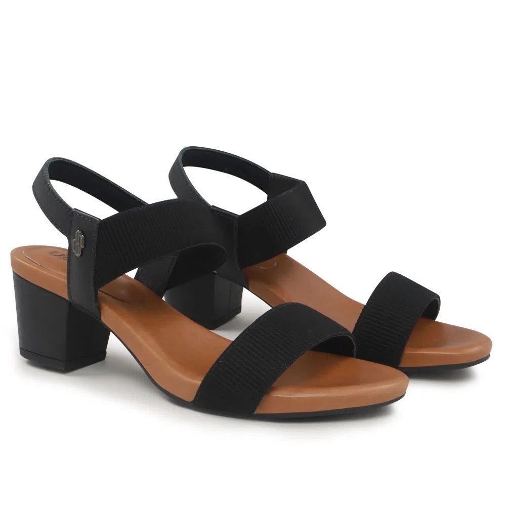 Sandália Feminina Usaflex Salto Bloco Y8204014 Preto 2