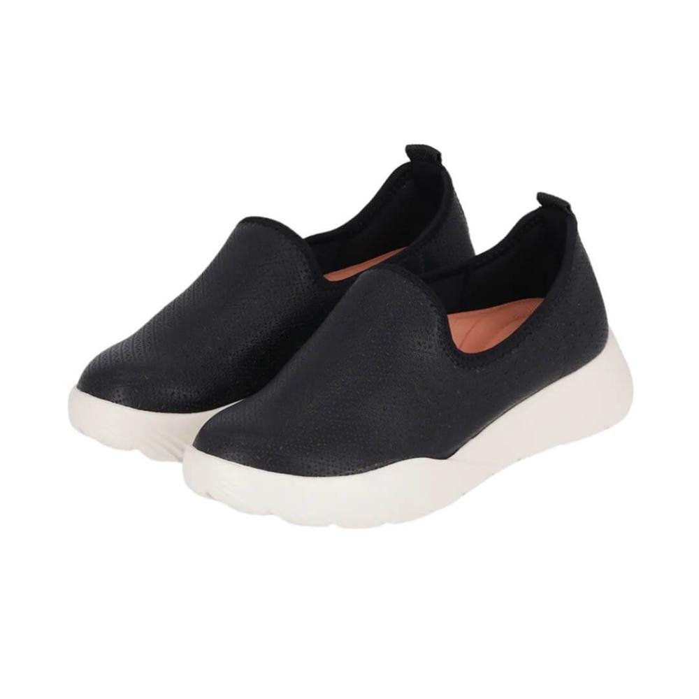 Tênis Feminino Piccadilly 949017-23 Fascite Anabela Preto Preto/Branco 2