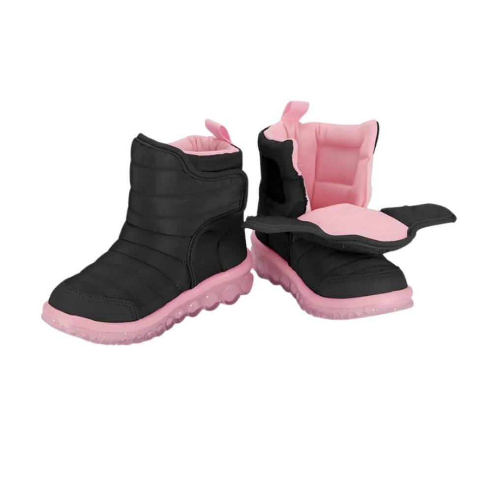 Bota Infantil Menina Bibi  1155345 Roller 2.0 Drop Preta Preto/Rosa Claro 3