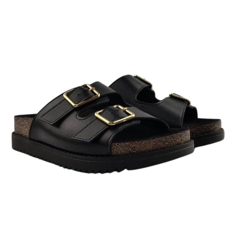 Sandália Feminina Moleca 5500.105 Napa Turim Preto 2