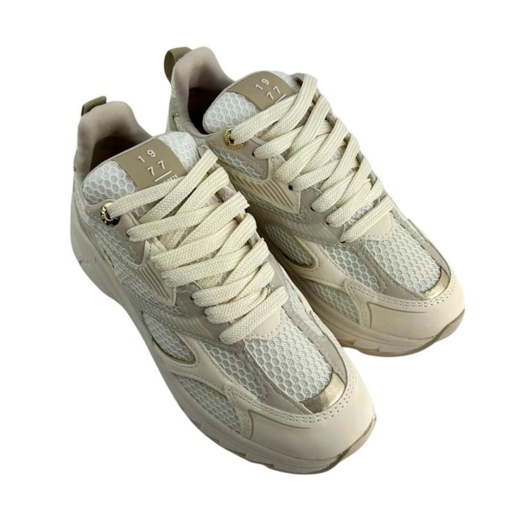 Tênis Feminino Via Marte 240-010-03 Napa Tela Bege 2