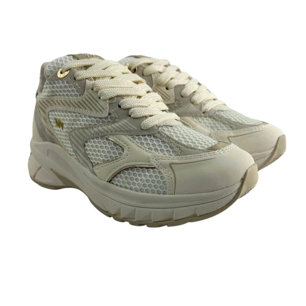 Tênis Feminino Via Marte 240-010-03 Napa Tela Bege 3
