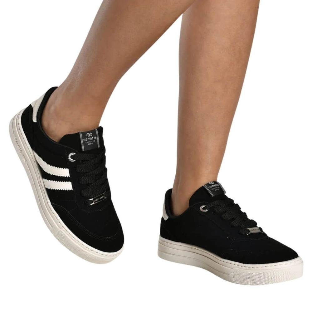 Tênis Feminino Via Marte 281-001-02 Nobuk Preto Marfim Preto 4