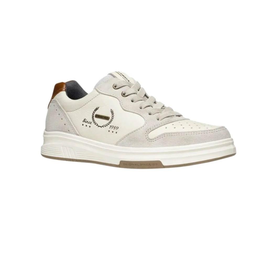 Tênis Masculino Pegada 112304-01 Em Couro Branco/Cinza 2