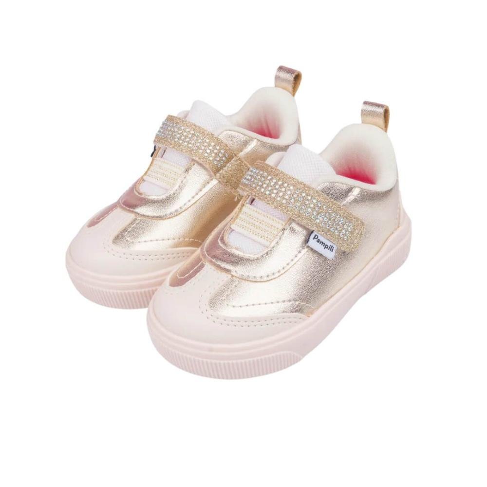 Tênis Infantil Menina Pampili 721.049 Yumi Nude Dourado Bege 2